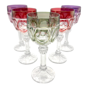 Late 20th Century Nachtmann "Napoleon" Colored Crystal Water Goblets (Set of 5)