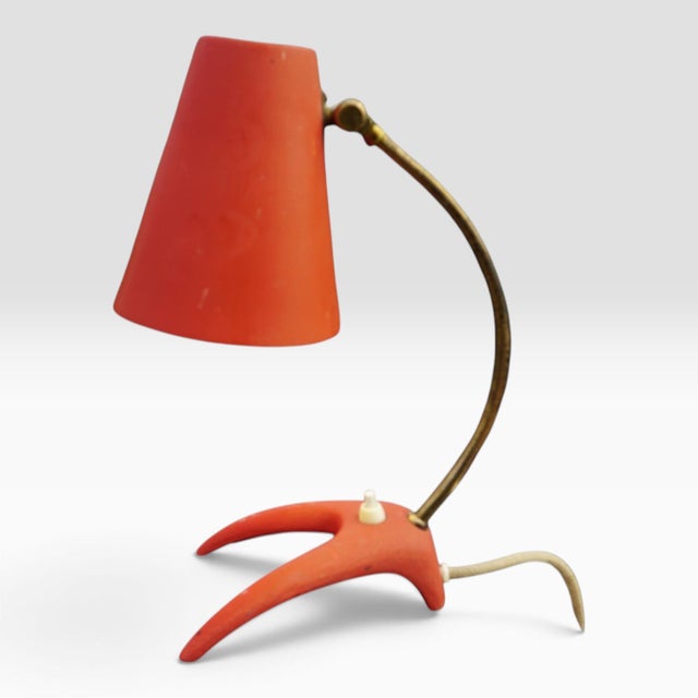 Vintage Swedish Desk Lamp in Red Wrinkle Lacquer, 1950s For Sale - Image 6 of 6