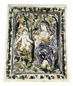 Votive Tile Picture in Glazed Terracotta