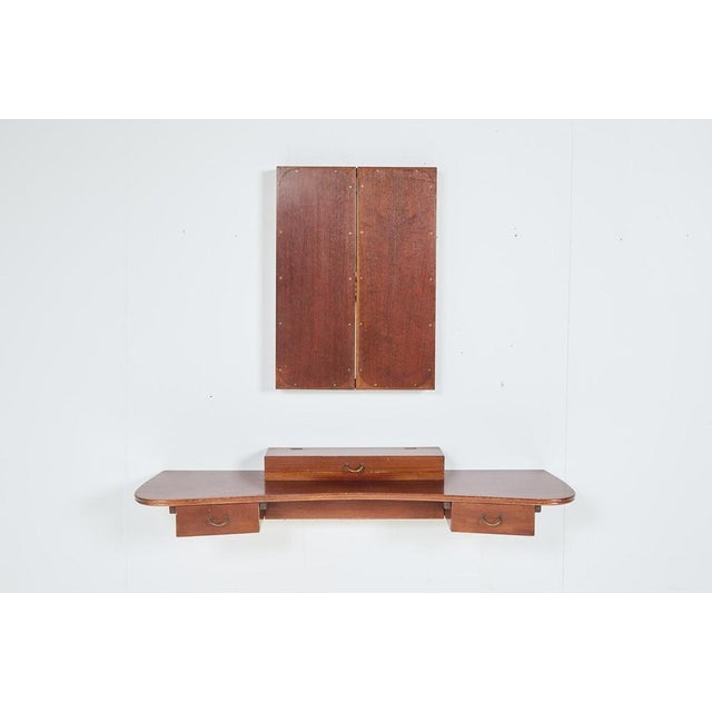 Mid-Century Modern Danish Wall Console with Mirror by Frode Holm for Illums Bolighus, 1950s. Very rare set consisting of...
