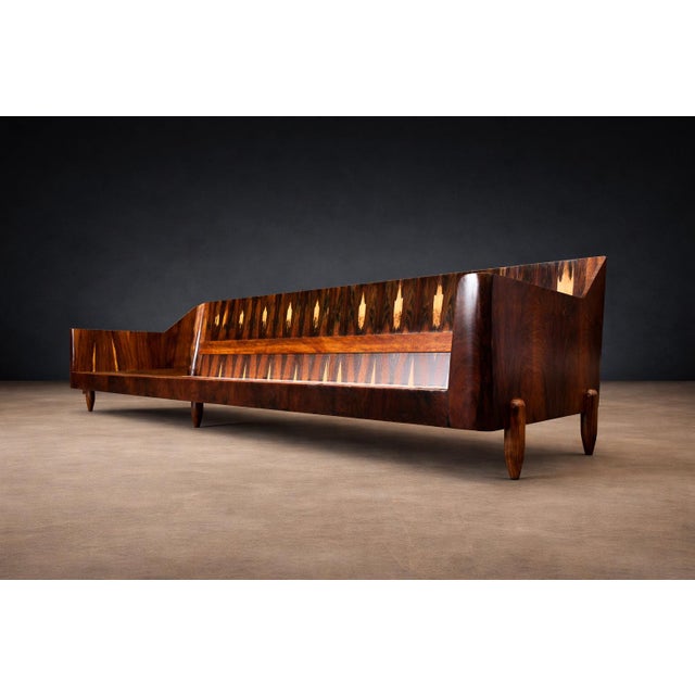 Jd Móveis Brazilian Rosewood Four-Seat Sofa in Warm Oatmeal Bouclé, Brazil, 1960s — Sculptural Form With Rounded Tapered Legs For Sale - Image 10 of 16