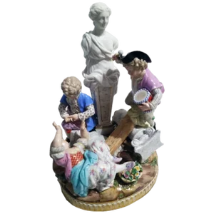 Meissen Figurines Cherubs with Swing Model G 32 by Acier, 1920s