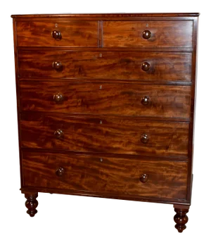 19th-C. Flame Mahogany Chest of Drawers