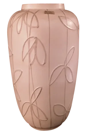 Vintage German White Ceramic Vase with Beige Floral Decoration by Carstens, 1970s