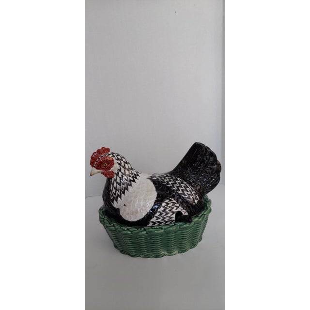 Black Late 20th Century French Hen Tureen With Ladle Made by Bordallo Pinhiero in Portugal For Sale - Image 8 of 9