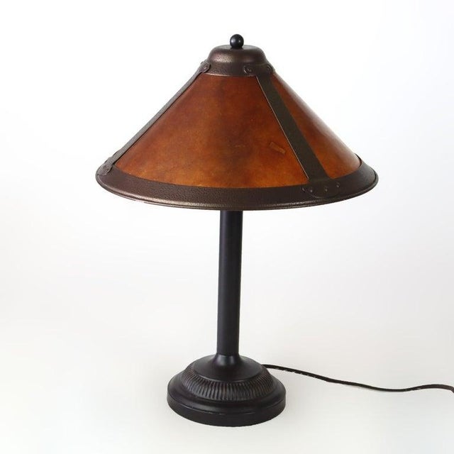 Vintage Dirk Van Erp Style Arts & Crafts Copper & Mica Table Lamp 20thC For Sale - Image 6 of 7
