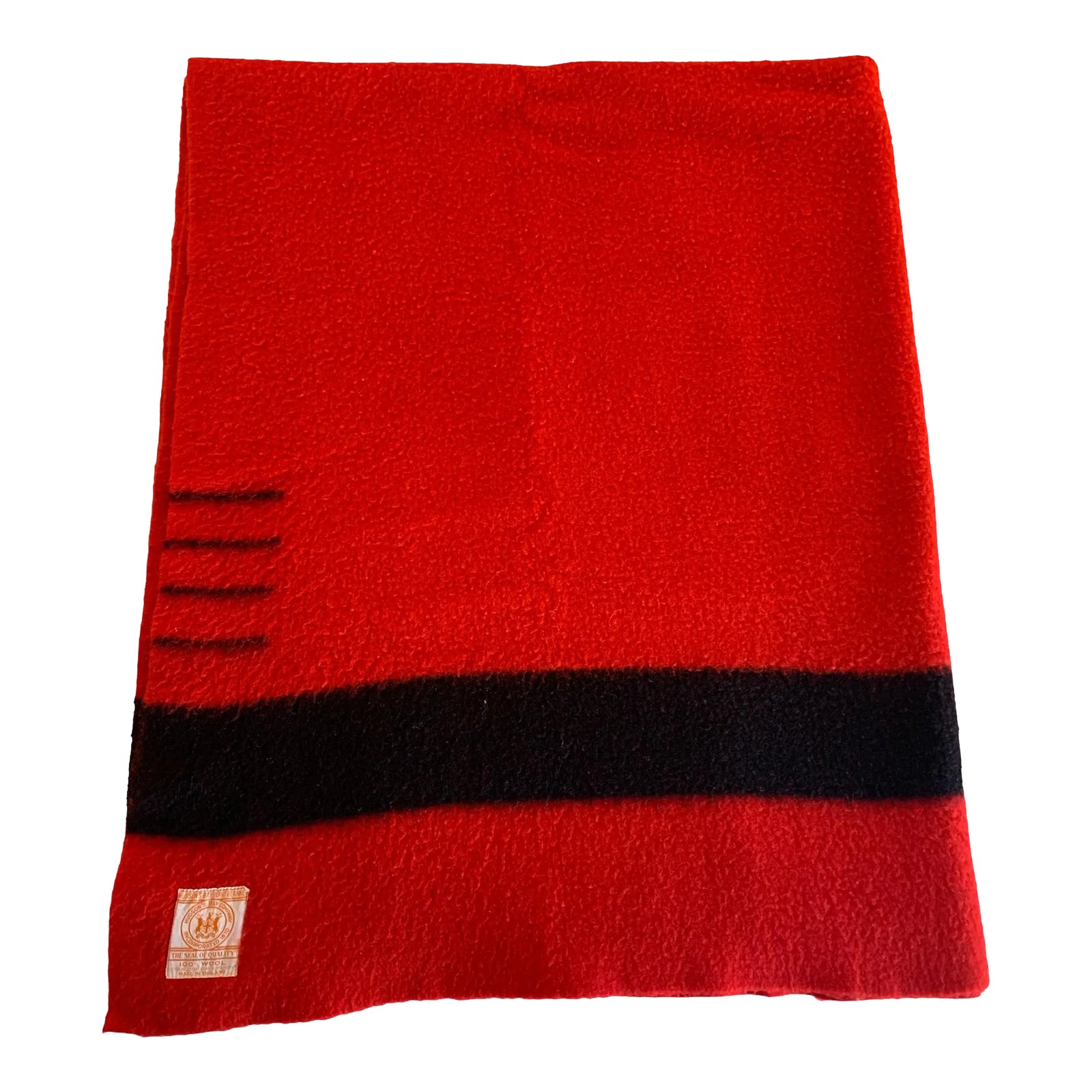1950s Hudson Bay Four Point Red Wool Blanket England Chairish