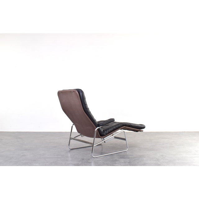 Black Bauhaus Model Fenix Chaise Lounge in Leather and Chrome by Sam Larsson for Dux, 1960s For Sale - Image 8 of 15