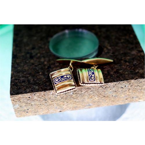 Gold Cufflinks with Corded Trim, Set of 2 For Sale - Image 3 of 8