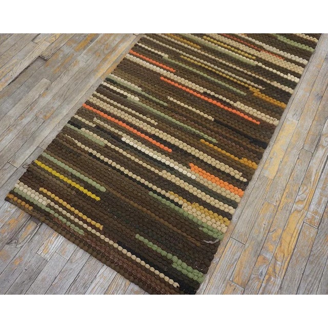 1930s Multicolor Stripe Folk Art Antique American Braided Rug 2'9'' X 13' Wool Carpet Runner For Sale - Image 11 of 15