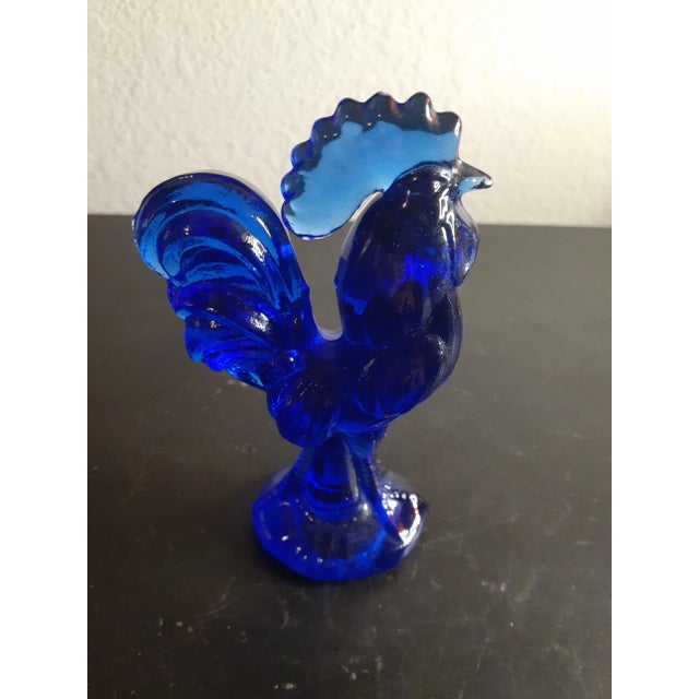 Art Deco 1970s Westmoreland Cobalt Blue Rooster Figurine For Sale - Image 3 of 6