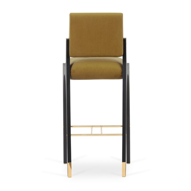 Not Yet Made - Made To Order Arches II Bar Stool in Muted Brown and Black Lacquered from Insidherland For Sale - Image 5 of 6