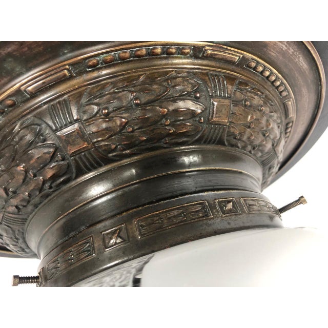 Art Nouveau Brass & Crystal Glass Ceiling Lamp, 1910s For Sale - Image 5 of 15