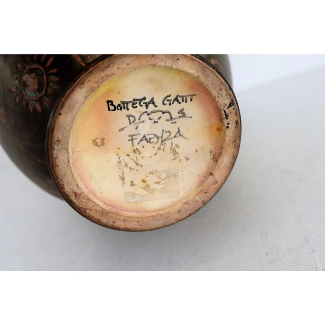 Italian Hand Painted Glazed Ceramic Vase by Riccardo Gatti, 1950s For Sale - Image 15 of 18