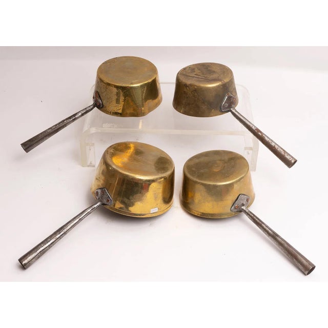 Set of Four Antique Graduated Brass 19th Century Cooking Pans For Sale - Image 4 of 5
