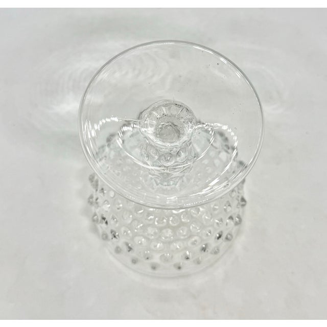 Transparent 1930’s Duncan & Miller Hobnail Clear Pressed Glass 4 5/8” Champagne Tall Sherbet For Sale - Image 8 of 11