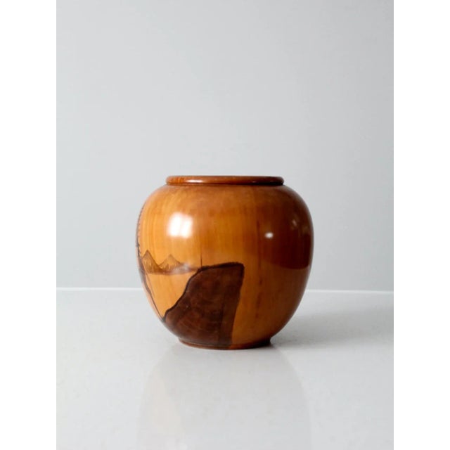Vintage Southwestern Wood Vase For Sale - Image 4 of 8