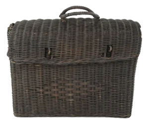 Vintage Woven Rattan Picnic Basket With Handle & Lid – Handwoven Storage & Décor