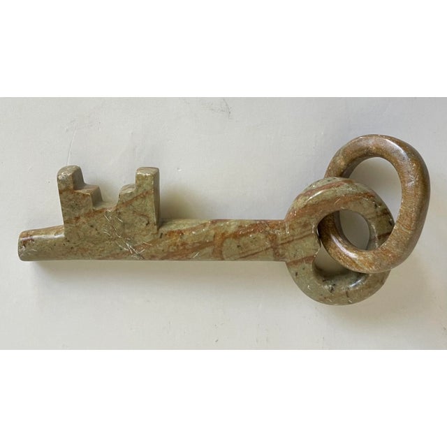 Contemporary Vintage Carved Marble Alabaster Decor Skeleton Key For Sale - Image 3 of 8