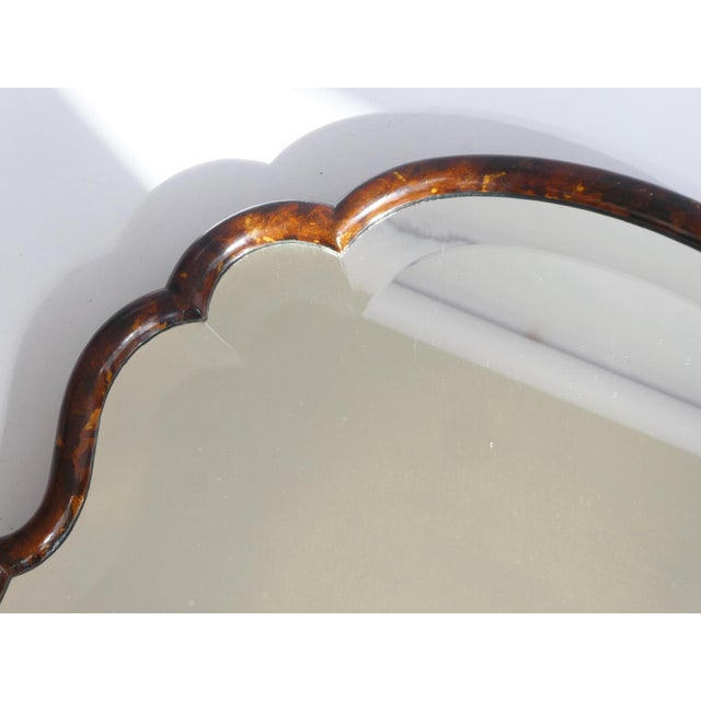 Wood Large Dutch Wooden Scalloped Lacquered Mirror For Sale - Image 7 of 13