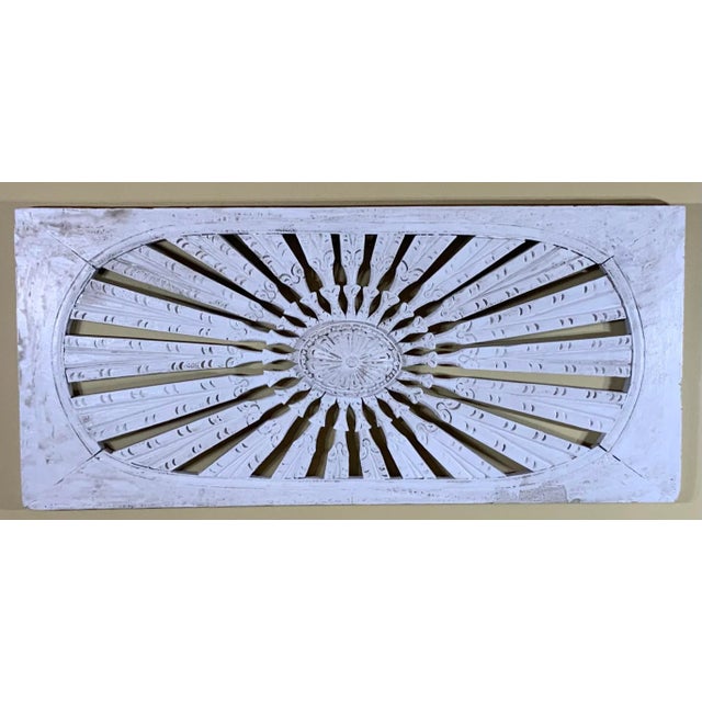 Vintage Hand Carved Sun Burst Architectural Wood Wall Hanging For Sale - Image 12 of 13