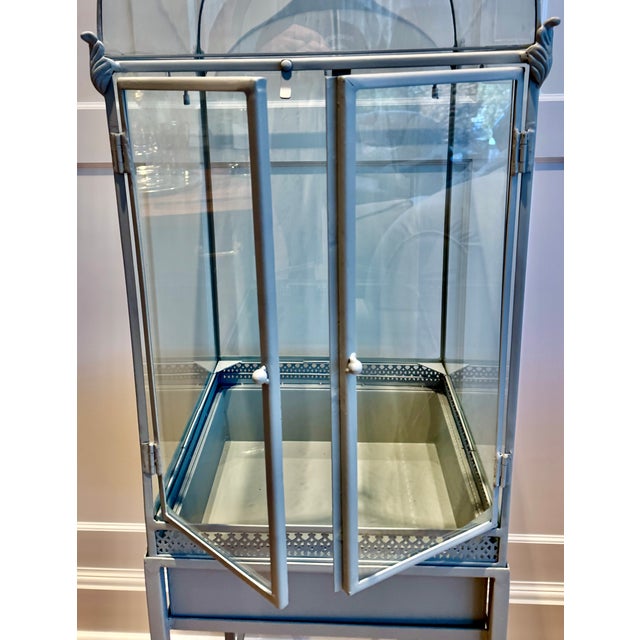 Painted Metal & Glass Terrarium on Stand With Curved Roof For Sale - Image 12 of 13