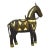 Vintage Hand Carved Wood & Mosaic Brass and Copper Inlaid Horse Figurine For Sale