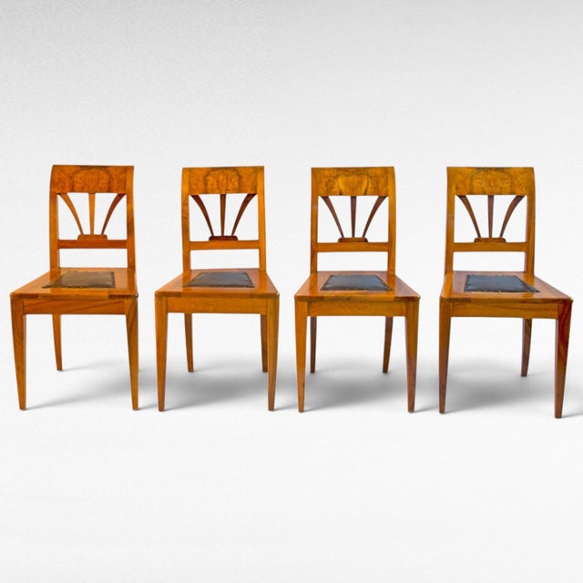 Brown Antique Early 19th Century Austrian Empire Walnut Chairs, Set of 4 For Sale - Image 8 of 8