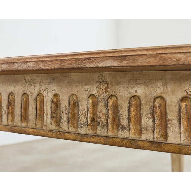 Wood Lacquered Neoclassical Style Desk or Library Writing Table For Sale - Image 7 of 12
