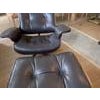 Mid 20th Century Walnut and Black Leather Lounge Chair Ottoman Attributed to PLycraft For Sale - Image 16 of 18