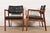Jens Risom Style Mid-Century Modern Sculpted Walnut Lounge Chairs, Pair For Sale - Image 9 of 12