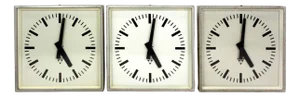 Industrial Square Railway Clocks from Pragotron, 1980s, Set of 3