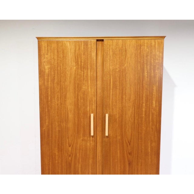 Mid-Century Modern Mid Century Modern Teak Wardrobe Armoire by Alfred Cox Danish Style For Sale - Image 3 of 15