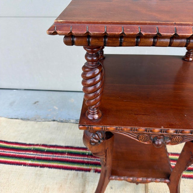 Victorian Antique Carved Cherry Wood Side Table, Aesthetic Period, Circa 1890 For Sale - Image 3 of 18