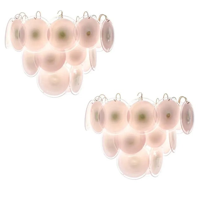 Pink Disc Murano Chandeliers from Vistosi, 1970s, Set of 2 For Sale - Image 8 of 8