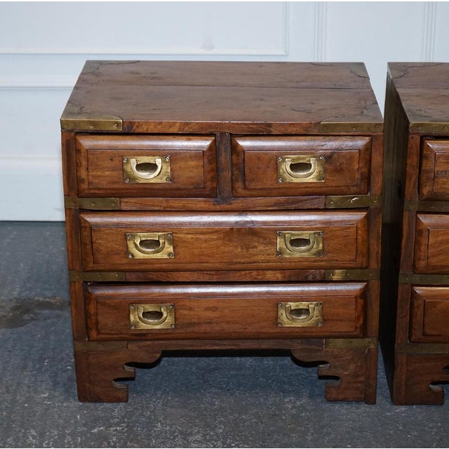 Vintage Military Campaign Bedside Tables in Brass, Set of 2 For Sale - Image 5 of 17