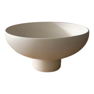 Cb2 White Ceramic Pedestal Bowl For Sale