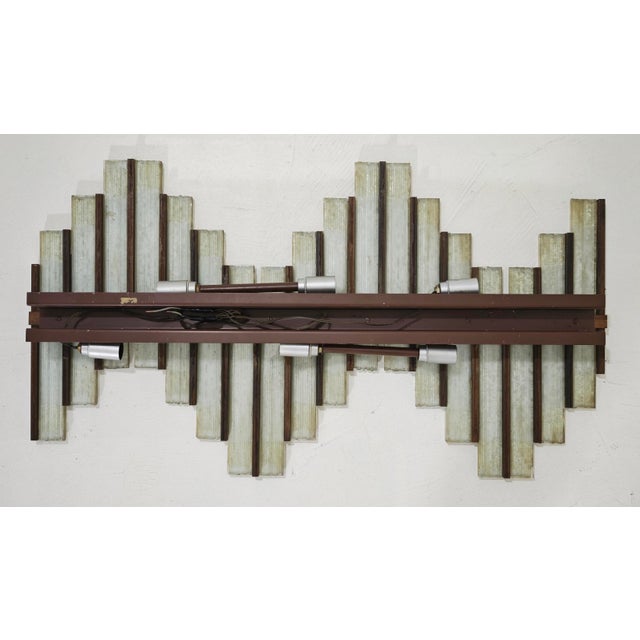 Mid-Century Modern Glass and Wood Wall Lamp by Biancardi and Jordan Arte for Poliarte Italia, 1970s For Sale - Image 9 of 18