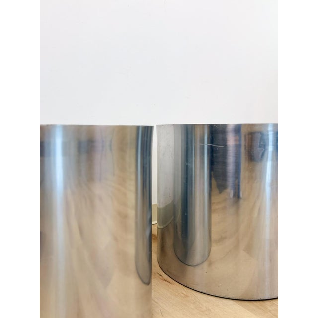 Vintage Round Chrome Oversized Planter Pair MCM Mid-Century Modern Chic For Sale - Image 12 of 15