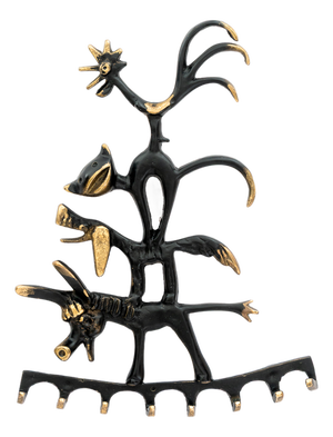 Brass Donkey, Dog, Cat and Cock Key Hanger by Walter Bosse for Herta Baller, Austria, 1950