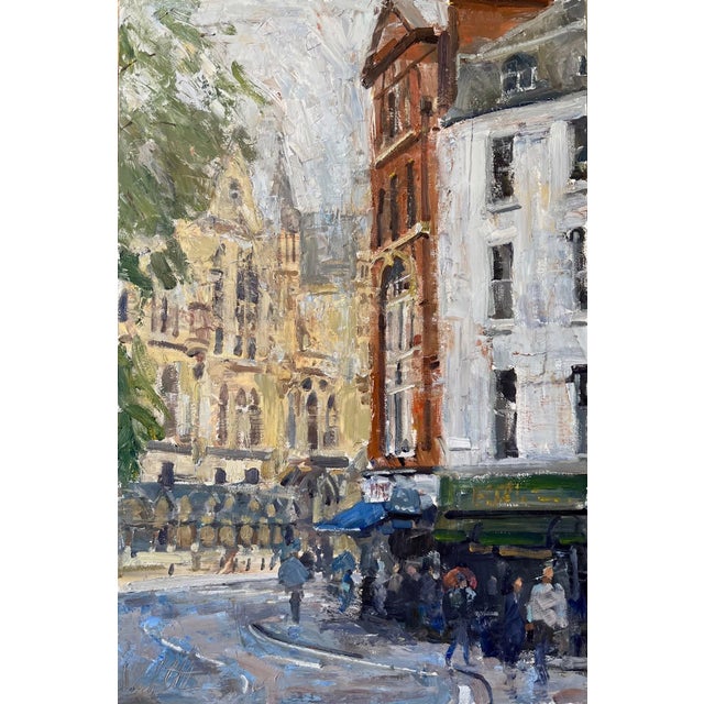 Streets of London by Clyde Steadman | Oil Painting of a busy street scene in London For Sale