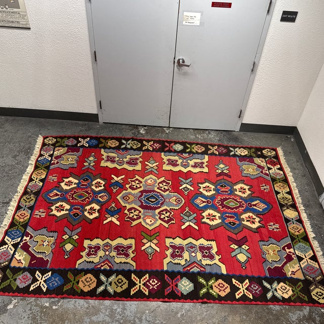 Turkish 7ft 2in × 10ft 4in Turkish Kilim Area Rug With Geometric Medallion Pattern For Sale - Image 3 of 12