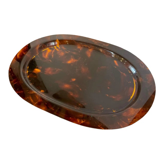 Vintage French Lucite Tortoise Style Cocktail Tray For Sale