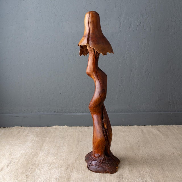 An oversized cubensis mushroom sculpture, hand-carved from Northern California or Southern Oregon Redwood. The cap and...