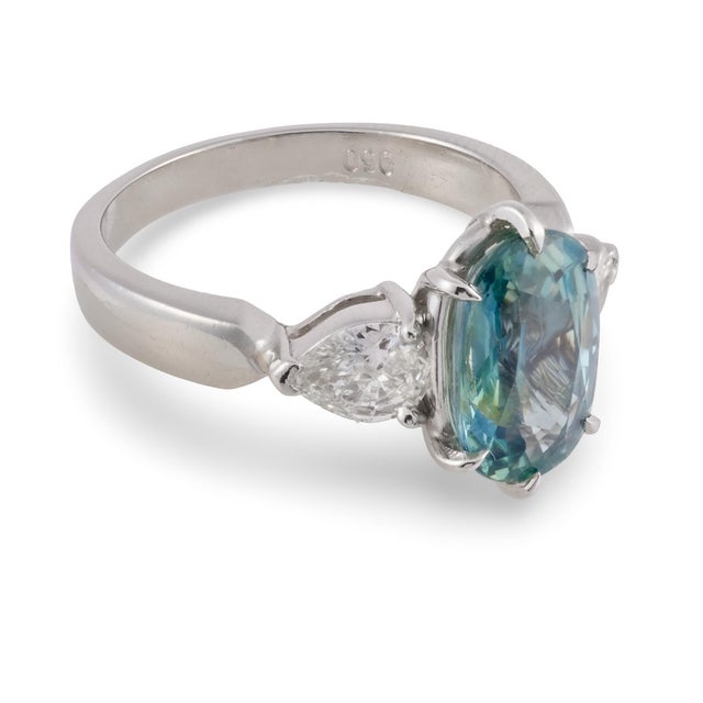 Gia 3.34 Carat No Heat Sapphire Diamond Platinum Engagement Ring, Size 7.25 For Sale In Los Angeles - Image 6 of 7