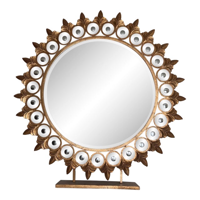 Gilt Sunburst Mirror on Stand For Sale