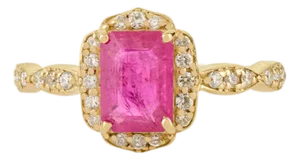 VRJewels 14k Solid Gold Natural Ruby Diamond Statement Ring Size 6.5