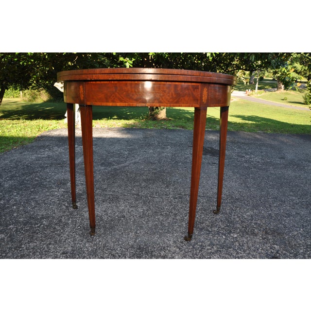 Federal Mahogany Demilune Flip Top Game Table | Chairish