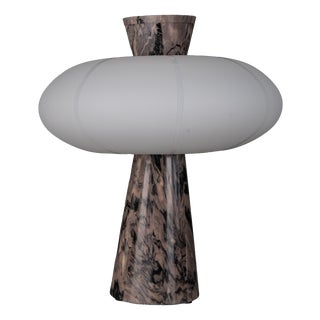 Terrestrial Brown Swirl Marble and Opal Hand-Blown Glass Table Lamp by ZAVADSKI For Sale