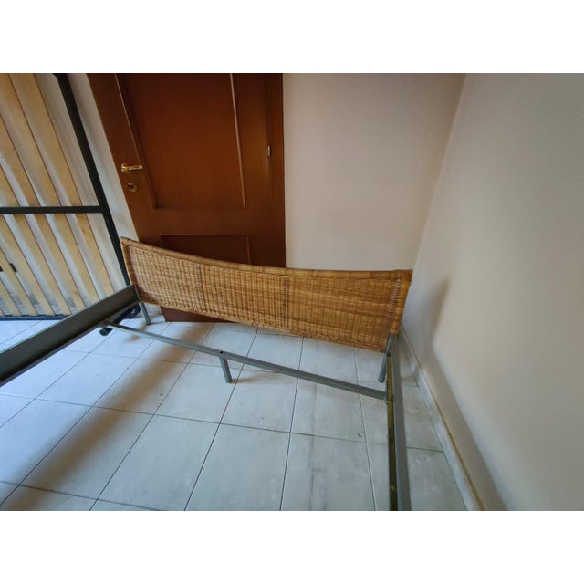 Vintage Double Bed in Iron and Wicker, 1980s For Sale - Image 6 of 9